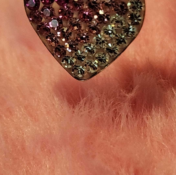 Jewelry set, 925, pink and white heart pendant and huggy hoops - Picture 5 of 10